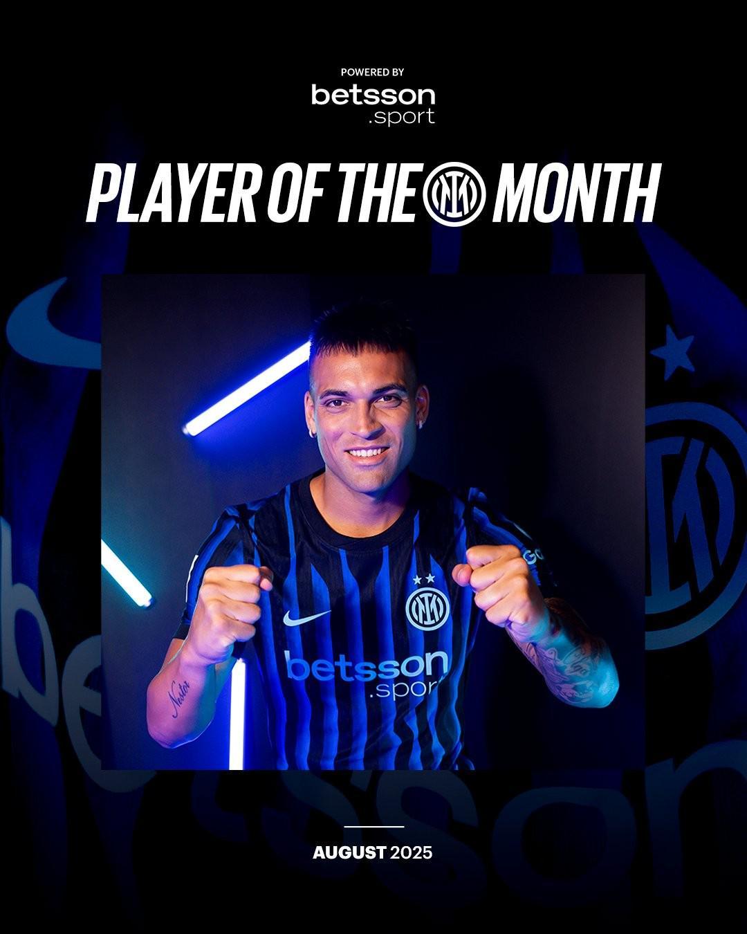 意甲前两轮贡献一传一射，劳塔罗当选国米8月队内最佳球员